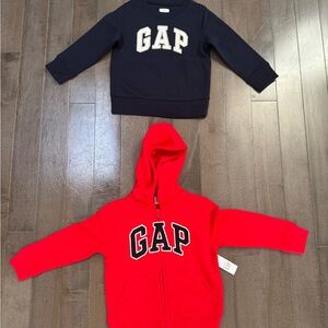 NWT! Bundle of 2 baby gap fleece hoodie zip up & sweatshirt 3/4 years old